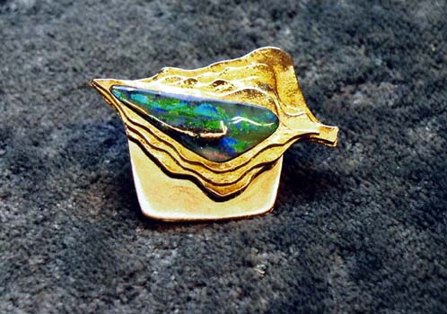 Brosche - Gold 585 gelb mit Opal